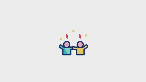 Minimalist Animation of Two People Celebrating with Confetti