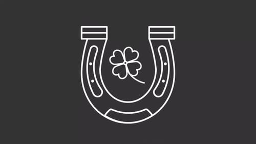 Lucky Horseshoe and Clover Line Art Drawing Animation