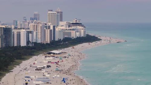 Aerial View of South Pointe Pier at Sunset Miami Beach Florida