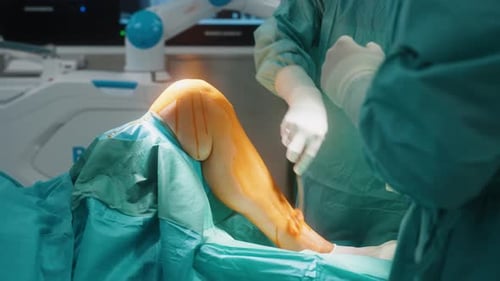 Preparation for leg surgery, disinfection