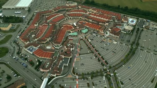 Aerial View of Sprawling Urban Outlet Mall