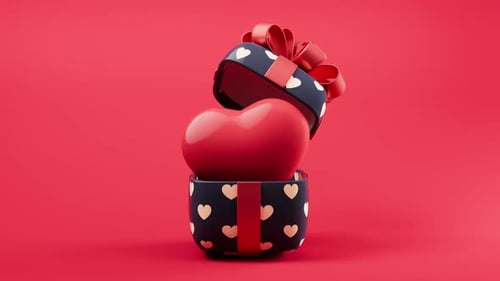 Loop animation of gift box and love heart