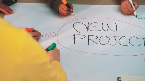 Brainstorming Collaboration Planning Meeting for New Project