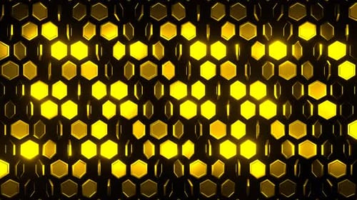 Goldener abstrakter Sechseck-Rotationshintergrund VJ Loop In 4K