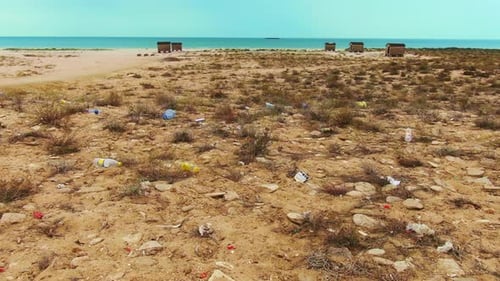 Stop Polluted Dump Garbage on Shore Sea Rescue Ecological Environment Coast