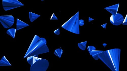 Geometric Blue Shapes Cone Loop 3d Animated