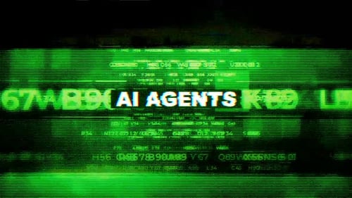 Glitch Text Reveal with Digital Green Code Background