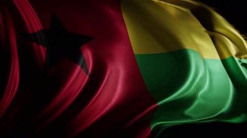 Realistic Waving Flag of Guinea-Bissau for National Identity