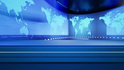 World Map Background With News Presenter Table