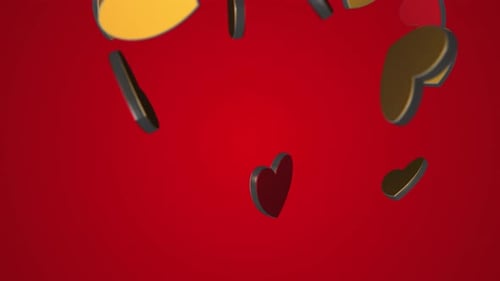 Falling 3D Hearts Animation Seamless Loop Background