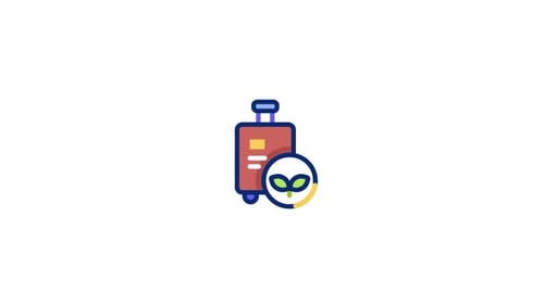 Icono animado de viajes sostenibles