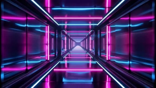 Futuristic Neon Light Tunnel Cyberpunk Motion Loop