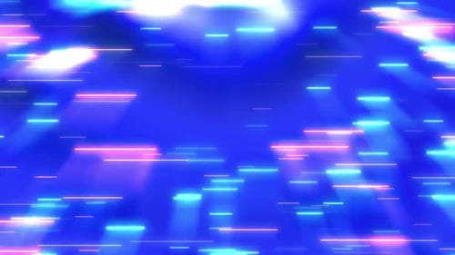 Shiny Bokeh Colorful Neon Lines Moving Blue Background