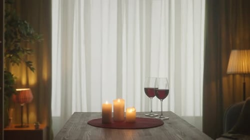 The Concept of Dating Joint Recreation Romantic Evening Candles are Burning on the Table Next to