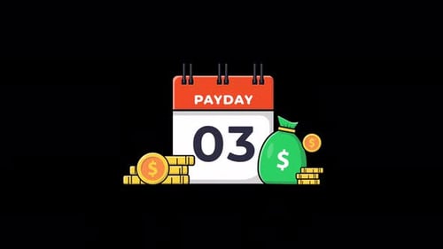 Animierter Kalender mit Goldmünze. Payday Konzeptvideo — Transparent