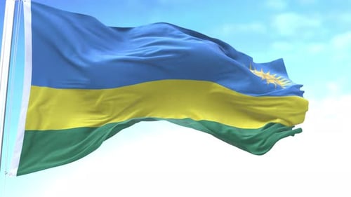 Realistic Rwanda National Flag Waving in Wind
