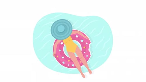 Animated Lady on Pool Float Loader