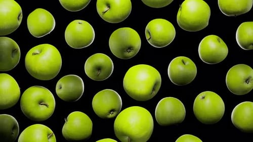 Seamless Floating Green Apples on Alpha