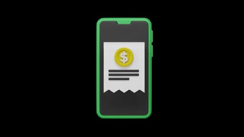 3D Mobile Payment Transaction with Digital Receipt Animation