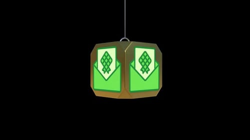 Animated Golden Eid Lantern with Ketupat Pattern