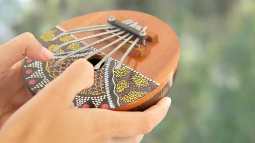 A close up of a kalimba, also known as a thumb piano or mbira. African trdicional instrument.