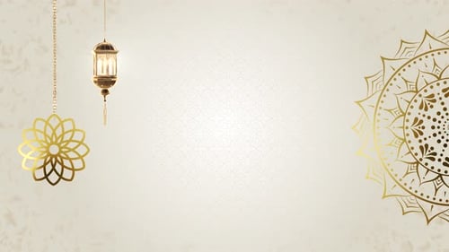 Golden Lantern and Mandala Decorative Animated Background for Ramadan