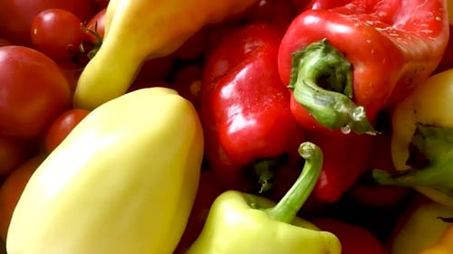 Fresh Tomatoes and Peppers Close Up Food