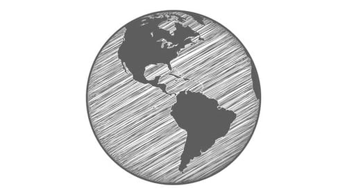 Sketch Style Rotating Globe with Earth Map Animation