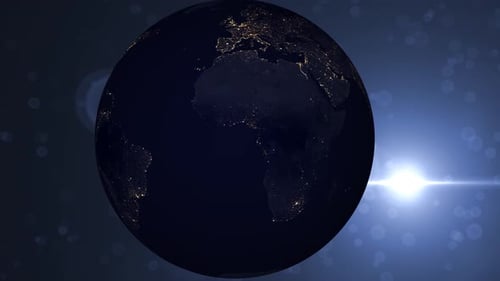 Modern Earth Globe Rotation with Glowing City Lights