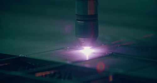 Plasma Laser Cutting Metal Sheet with Sparks Welding