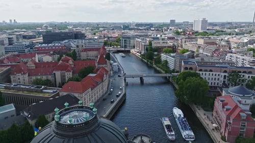 Aerial view of Spree river in berlin , Germany