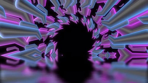 Futuristic Neon Geometric Tunnel Loop Background