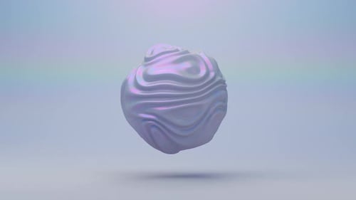 3D Render Animation with Iridiscent Shape Moving in Loop