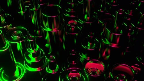 Green And Pink Metallic Moving Abstract Cylinders Background Vj Loop I 4K