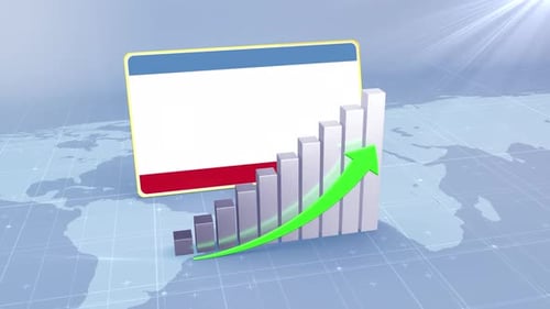 Crimea Flag With Increasing Bar Chart Graph And Arrow Green