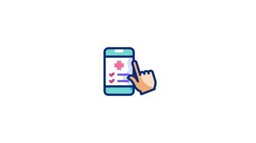 Animated Healthcare App Icon with Interactive Hand Tap