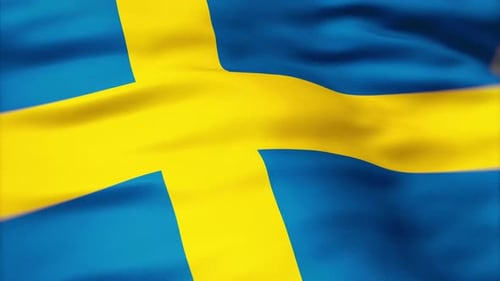 Waving Swedish Flag Realistic Motion Background
