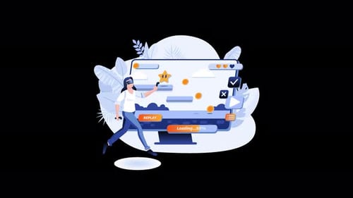 Virtual Reality Gaming Experience: Flat Design Animation