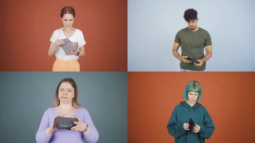 Multiscreen video of People without money.