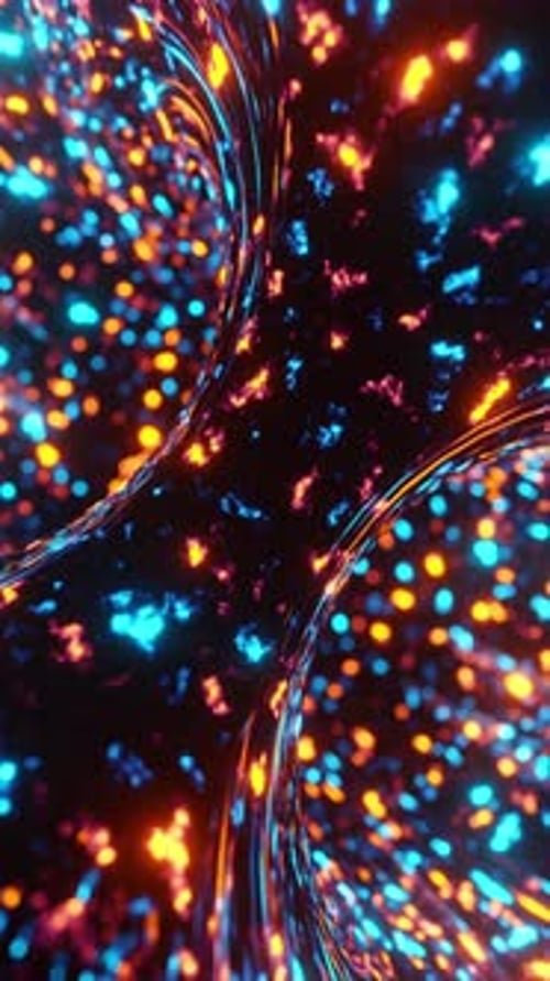 Remolino abstracto de luces de colores. Animación en bucle vertical