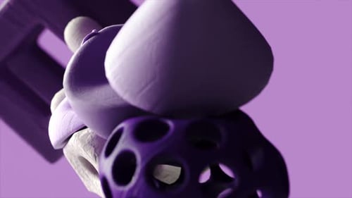 Abstract 3D Shapes Fluid Interaction Animation