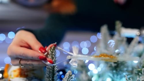 Decorating a Christmas Tree Ornament with Ribbon