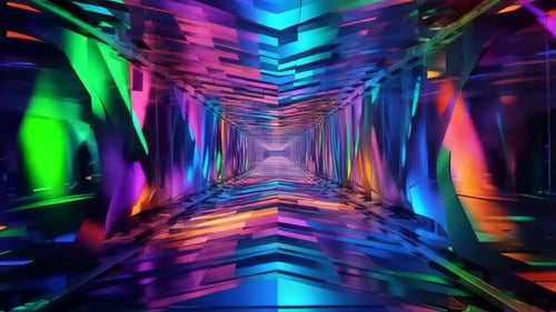 Futuristic Multi Colored Neon Geometric Tunnel Loop