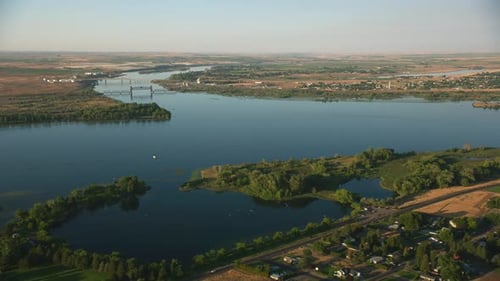 Washington State Circa-2021: Aerial View of Columbia River and Snake River Confluence
