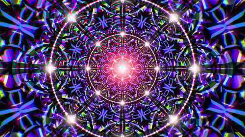 Shining Stained Glass Pattern Tessellation Background Loop