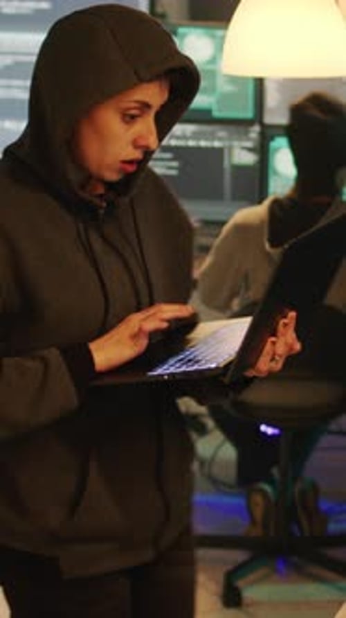 Data Experts Coding at Modern Computer Workstation