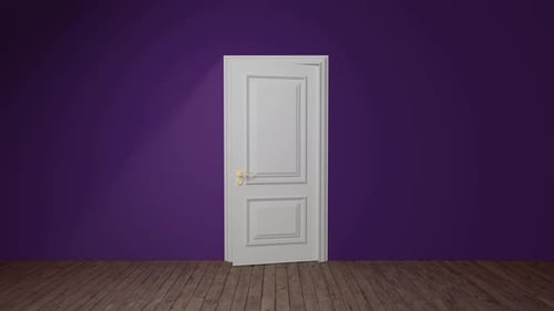 White Door Opening to Dark Space Transition