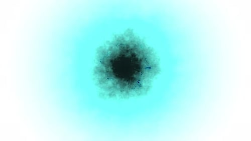 Dark and blue circular fractal noise at center in white background