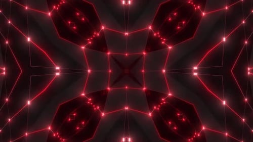 Red Glowing Digital Grid Tunnel Loop Background