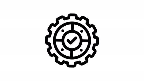 Animated Gear with Checkmark Icon for Settings